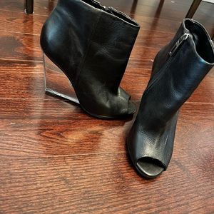 Schutz Lucite Heeled Leather Boots